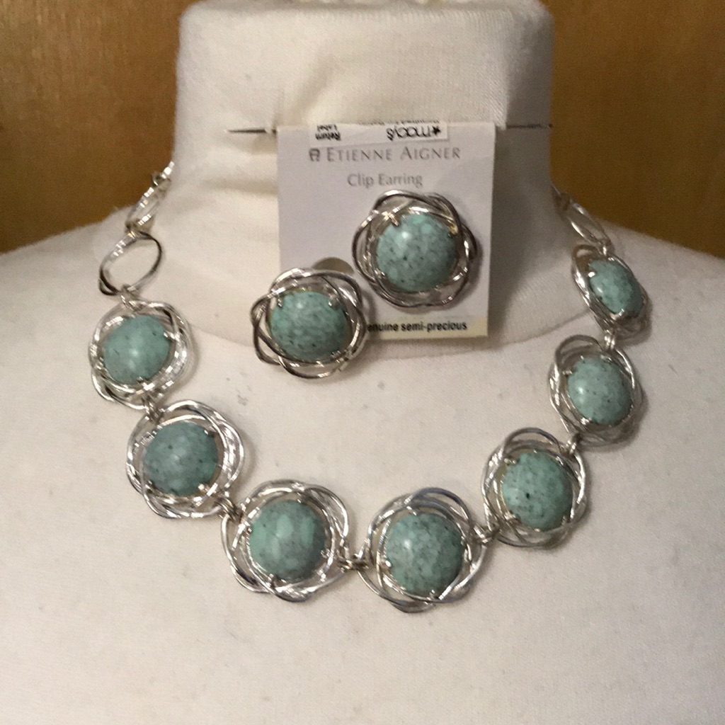 Light Turquoise Color Necklaces And Clip Earrings